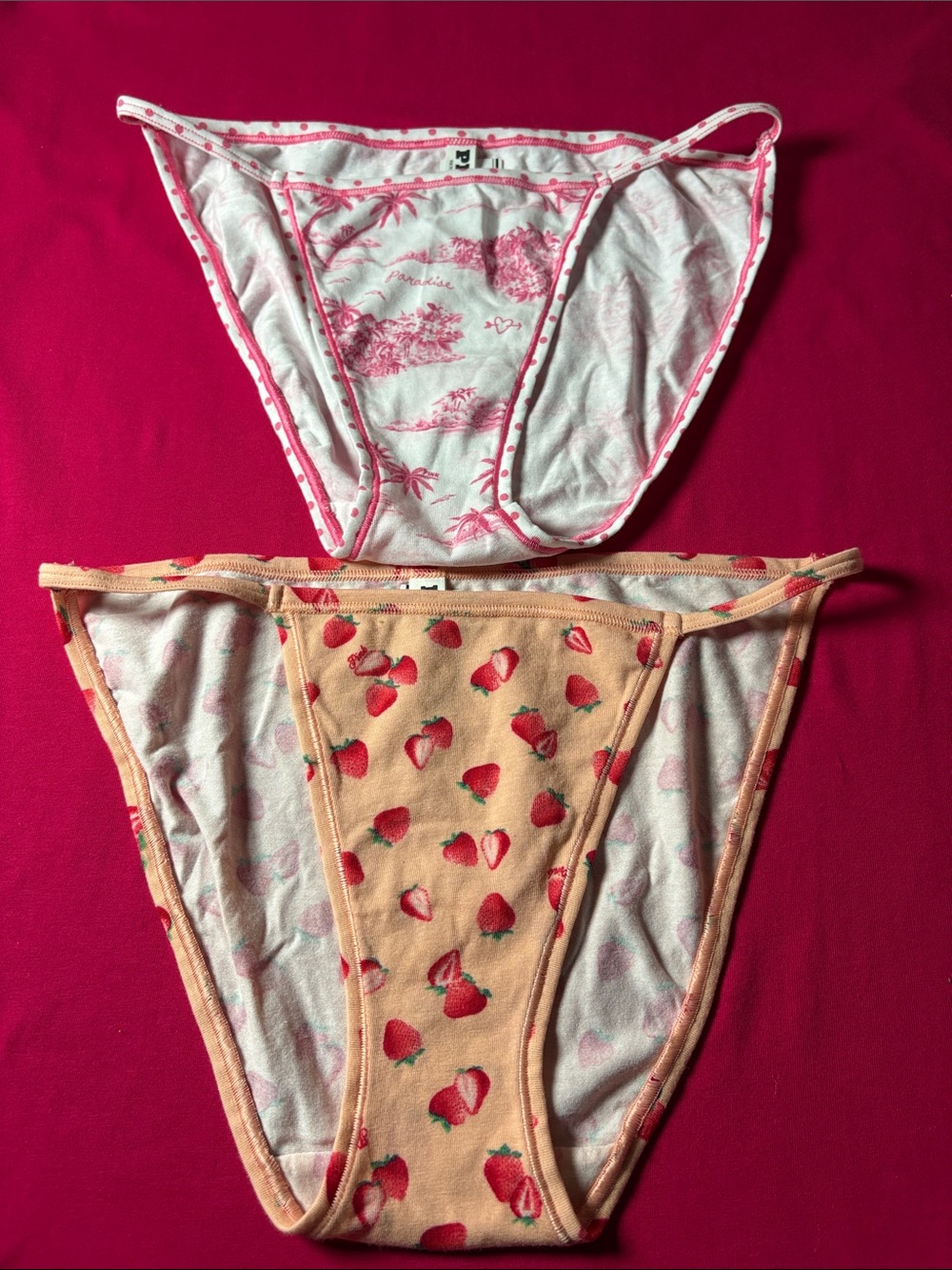 Strawberry Print Bikini Briefs - Pink/Peach